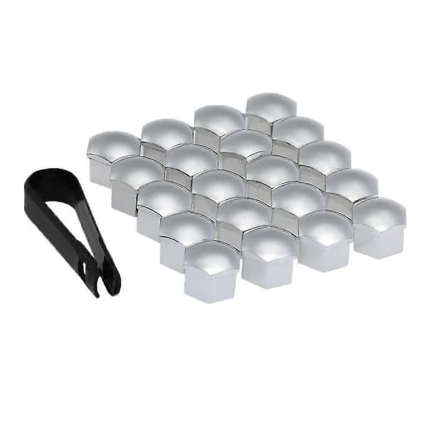 4x20st Universal 17mm Hjulmutter Skyddskåpor Lug Nut Caps Skruvskydd Silver