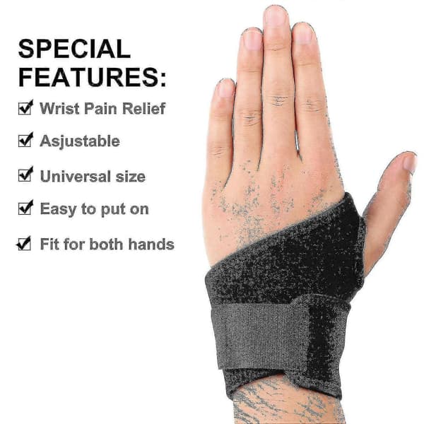 Justerbar håndledsstøtte til karpaltunnelsyndrom - Smertelindrende bandage, Sort-ZZY