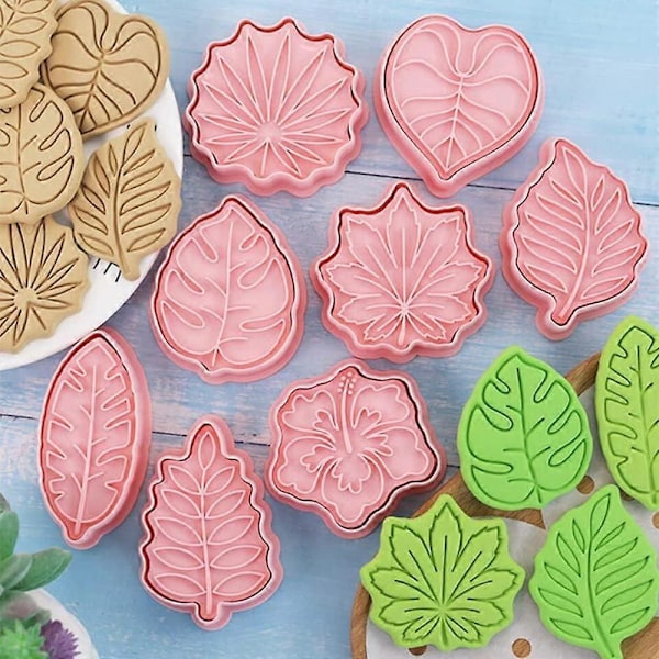 8 Stykker Søte Kakeutstikkere For Baking Kakeform Press Blader Kakeform Sett Kjøkkenverktøy Plast (Blader)
