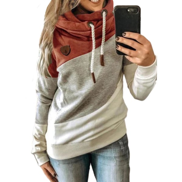 Naisten syksyn talvi Colorblock pitkähihaiset casual puserot Orange 5XL