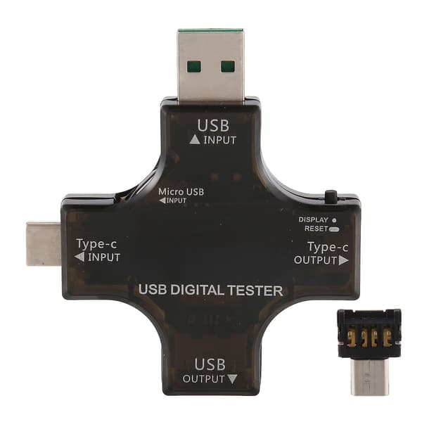 2-i-1 Typ C USB-testare Färgskärm LCD Digital Multimeter, USB C Spänning Ström Voltmeter Voltm