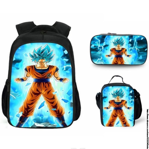 3 stk 16 tommer Dragon Ball Goku skoletaske til børn skoletaske Auburn 14inch