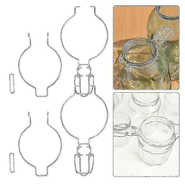 12 stk. Glas Konserveringsglas Tilbehør Wire Klemmer Rustfrit Stål Bred Mund Glas Krukker Forseglet Spænde Beholder Låsning 2 Størrelser SZRH