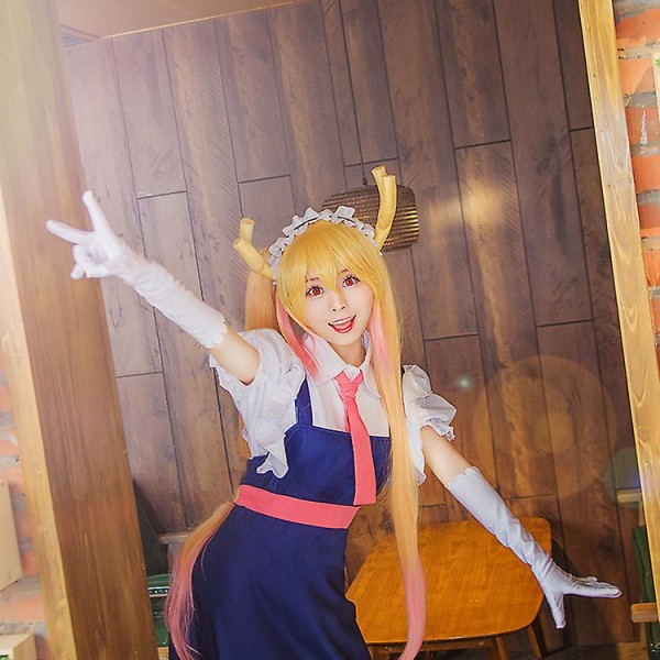 Miss Kobayashi's Dragon Maid Cosplay Tohru Costume Halloween Toru Maid Outfits Klänning Costume S