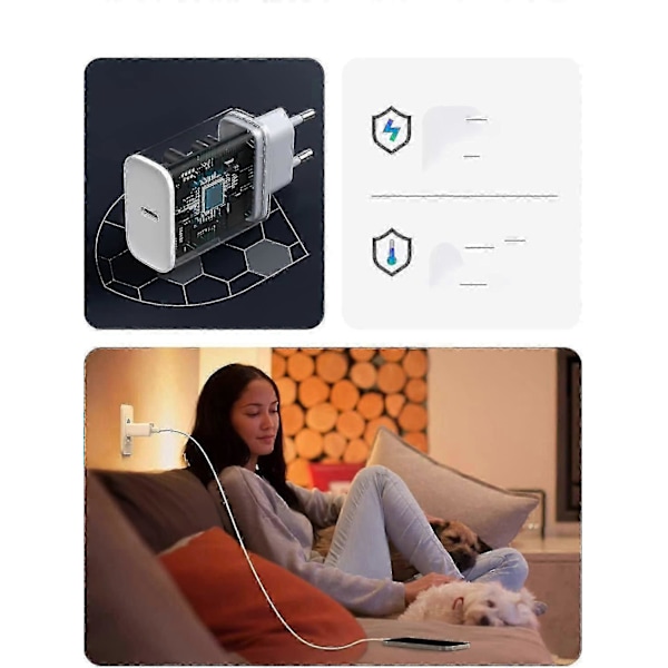 20W USB C PD 3.0 Laddare (kabel ingår ej) (vit)