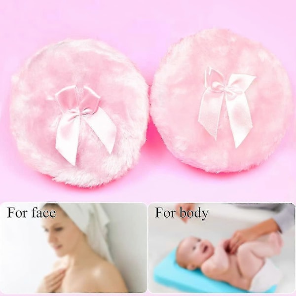 2-pak 10,5 cm Stor Fluffy Pudderkvast Blød Pudderkvast Pink Ansigtskvast