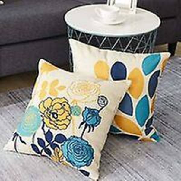 Tyynynpäällinen setti 45x45cm Koristeellinen olohuoneen makuuhuoneen sohvan tyynynpäällinen Ephedra puuvilla harmaa sininen kasvien painatus
