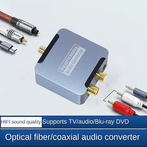 Digital till Analog Ljudomvandlare 3.5mm Koaxial Optisk Fiber Digital till Analog Spdif Ljuddekoder