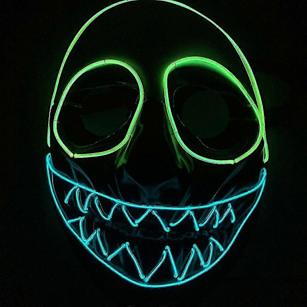 Lysende El Wire LED Lysende Maske Voksen Halloween Kostume Nyhedsgave Legetøj