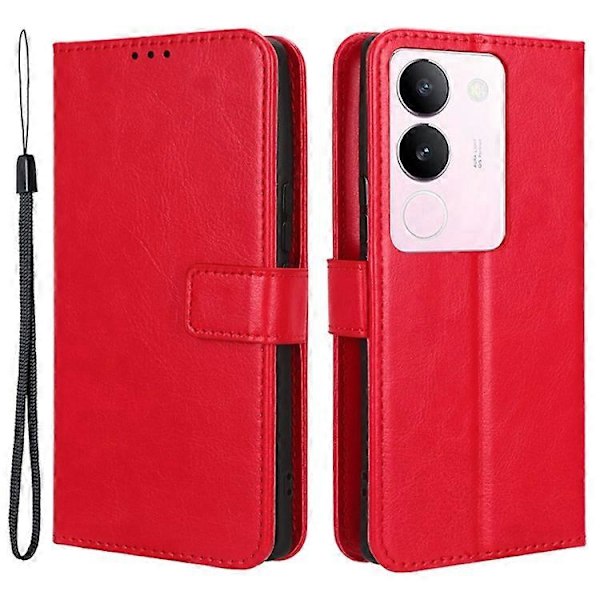 Kompatibelt för vivo S17 / S17 Pro Magnetisk Plånboksfodral Crazy Horse Textur Läder Ställ Flipskydd Red