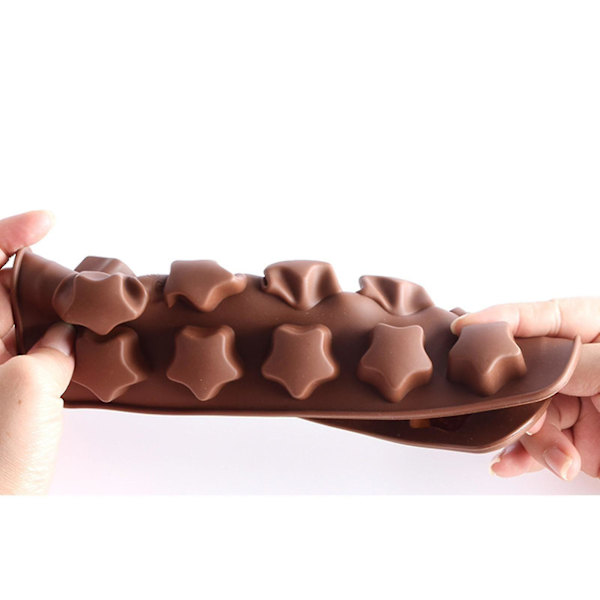 15 hullers silikoneform til chokolade, kage, gelé, budding, stjerneform Q