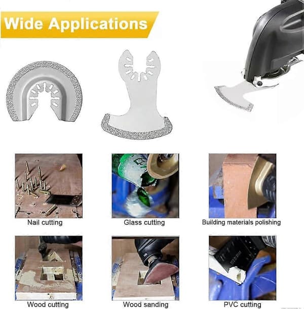 Oscillerende Korn Oscillerende Blade Sæt med 2 Diamant Oscillerende Multiværktøjsblade Segl og Halvrund