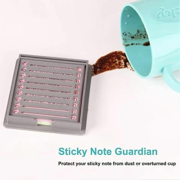 Sticky Note Holder med Skabelon, Sticky Note Dispenser Kompatibel med Post-It Notes Black