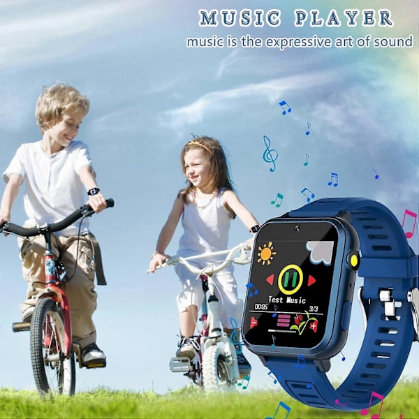 Børneur til drenge og piger, Smartwatch til børn med spil MP3 musikafspiller videokamera alarm lommelygte, drenge piger børnelegetøj fødselsdagsgave (blå)
