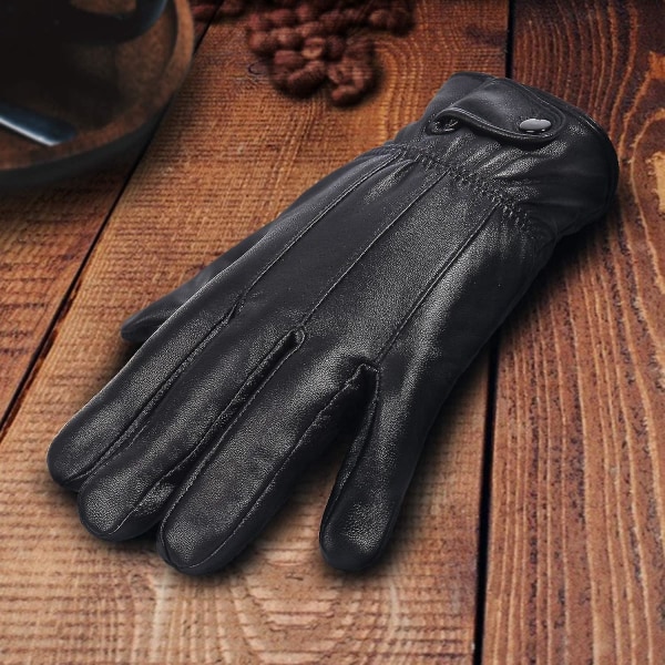 Vintersvarta äkta läderhandskar för män Touchscreen körklänning utomhus
