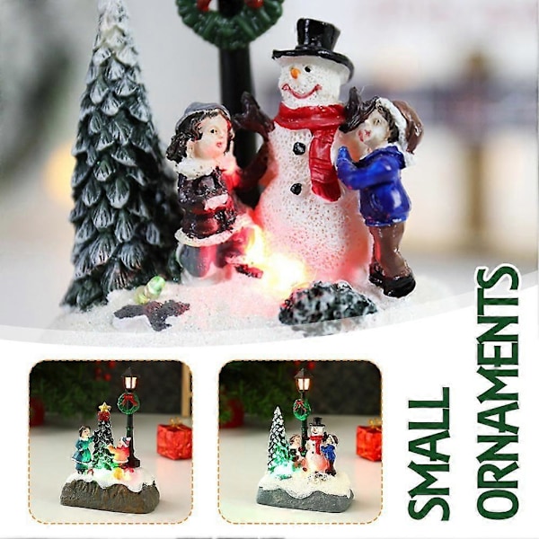 Julbelysning Mini Dekoration Resin Dockhus Mikro Landskap Ornament