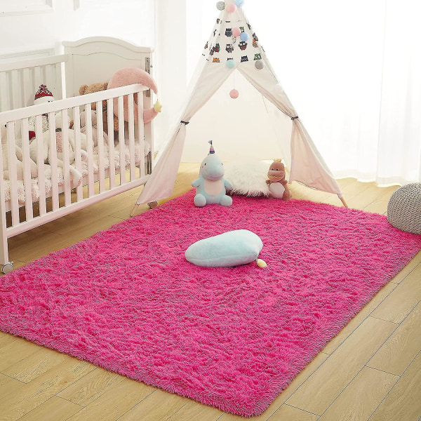 Tflycq-pehmeät fluffy-alueen matot, jotka ovat yhteensopivat makuuhuoneen lastenhuoneen pehmoisen shaggy lastenhuoneen kanssa 2.6 * 5.2 Feet White