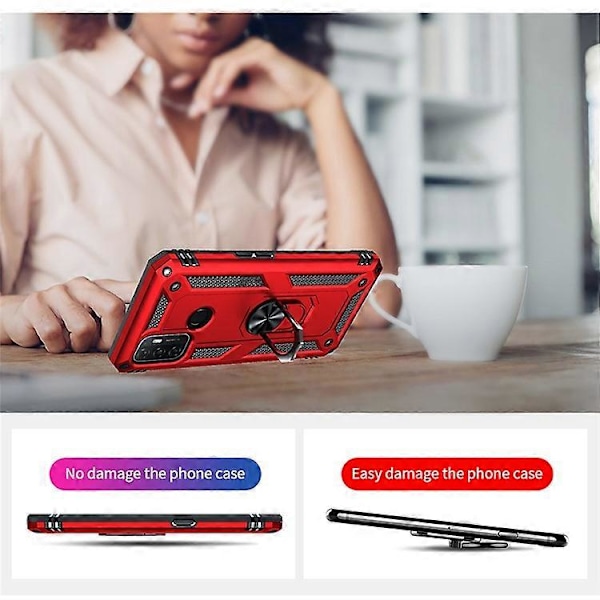 Kompatibelt Skal för Oppo A53 / A53s / A32 4G Mobilskal PC + TPU Hybrid med Ringstativ Red