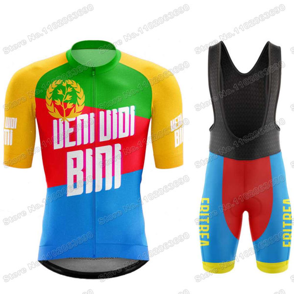 Team Eritrea 2023 Cykeltröja Set Sommar Cykelkläder Herr Road Bike Shirts Kostym Cykel Bib Shorts MTB Riduniform 9 XXL