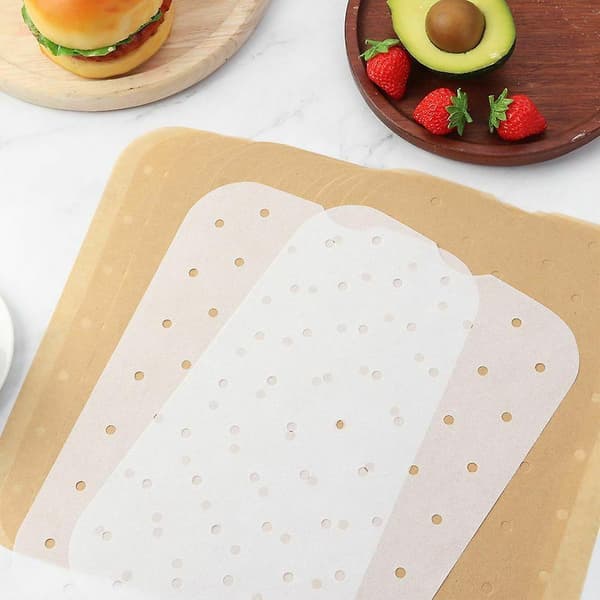 100x ark Air Fryer Pappersfoder Rektangel Pappersbakmattor Bakplåtspapper