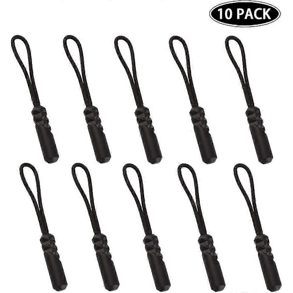 Slitstarka dragkedjor med sladd Dragkedjeersättning för plånböcker, ryggsäckar, bagage, kläder (svart 10-pack)