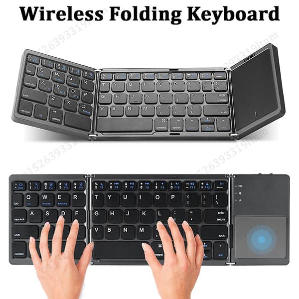 B033/B033 Plus/B089T Bærbar Mini Trådløst Foldbart Tastatur Med Touchpad Bluetooth Tastatur til IOS Android Windows Tablet Telefon