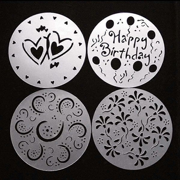 4-i-1 Plastik Kage Stencils Blomster Spray Stencils Bageri Værktøj Diameter 20cm bd
