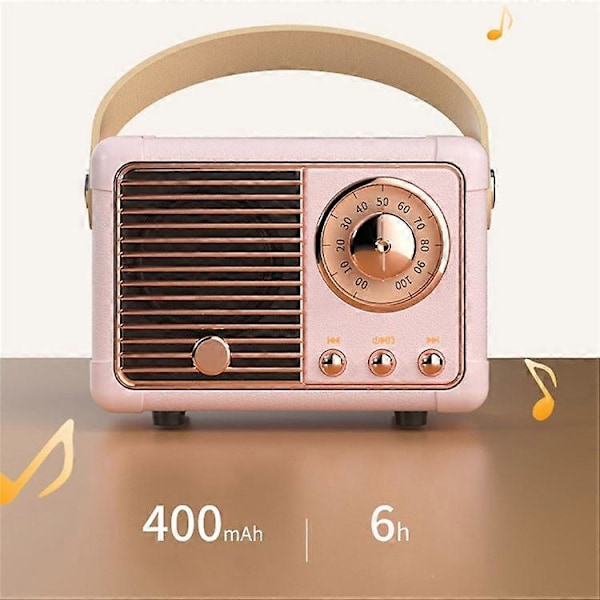HM11 2:a Gen Retro Bluetooth Högtalare Portabel Trådlös Högtalare Stöd U-disk TF-kort AUX Pink