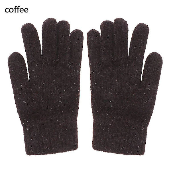 1 par vinterelastiska ylle kashmir Cykling Körhandskar Helfingerhandskar Vantar Kvinnor Män Mode Utomhusskidåkningshandskar Coffee