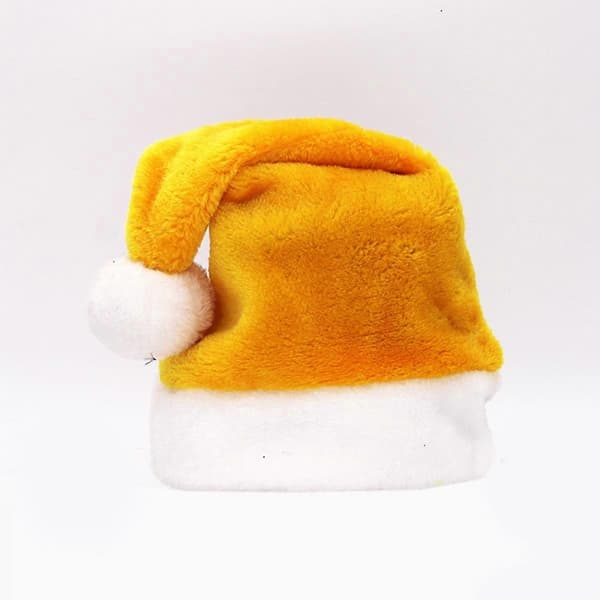 Gul Plysj Jule Santa Hatt