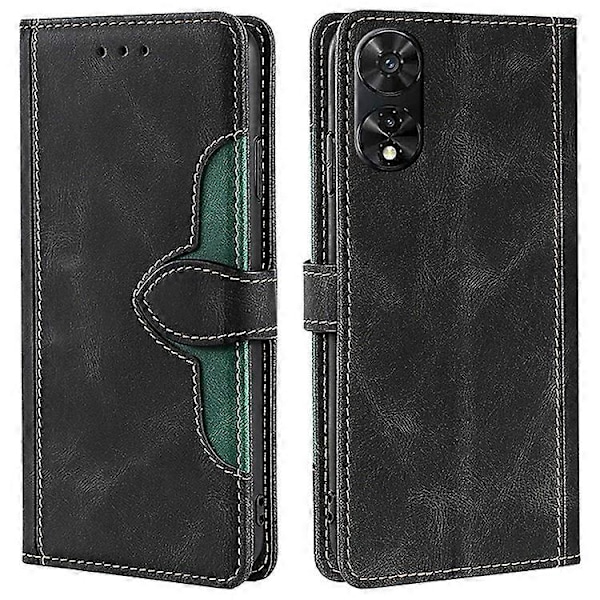 Kompatibelt för TCL 505 Fodral PU Läder Telefonskal Anti-Fall Skal med Ställfunktion Black