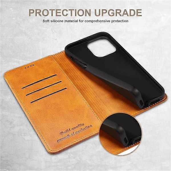 SUTENI Kompatibelt för iPhone 15 Pro Max Enkelt Läderfodral Plånboks Telefonfodral Khaki