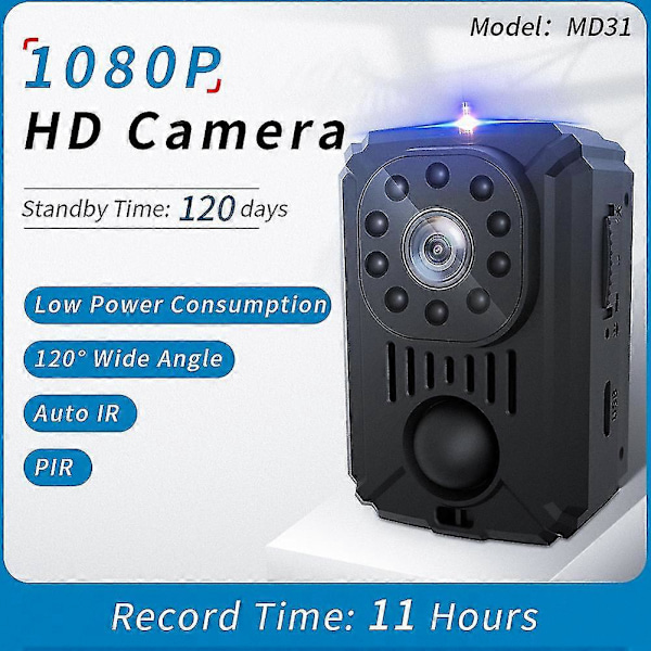 Md31 Mini Pir Videokamera Ryggklämma Fotografering Dv Smart Kamera Hd 1080p Inspelare Rörelseaktiverad
