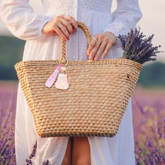 Rosen nøglering vedhæng, rosenblomst pung charm, egnet til håndtasker...