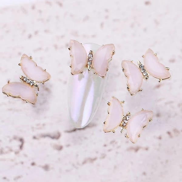 Rhinestones for negler, 3D sommerfugl-neglepynt, DIY kunstdekorasjonstilbehør