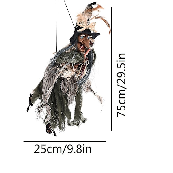 Halloween-noita koriste-riipus, sähköinen rekvisiitta, kummitustalon ääniaktivoitu riippuva aave Q