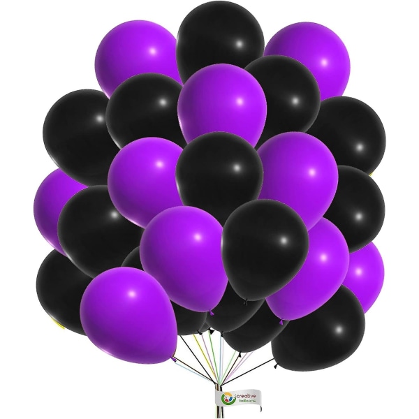 Lila svarta ballonger 5 tum små ballonger Halloween-tema födelsedagsdekoration Halloween ballonger svart och lila festdekoration runda ballonger 3 10 Inch