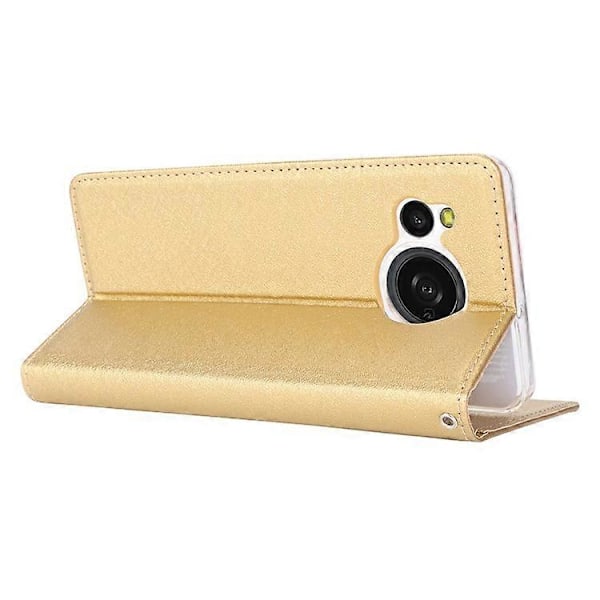 Kompatibelt Plånboksfodral för Sharp Aquos Sense 8 Silkeslen Textur Läder Flip Skyddande Telefonfodral Gold