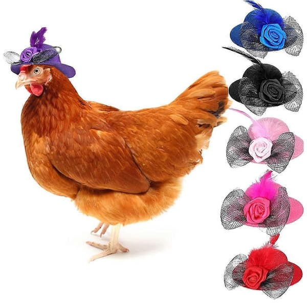 Kycklingfjäder Hög Hatt med Justerbar Elastisk Hakrem (Enkel Stil)