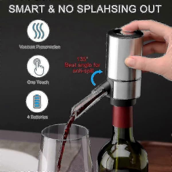Elektrisk Vinføder og Dispenser, Vinflaskepumpe, Genopladelig Automatisk Vinføder Hældespids, One Touch Smart Vinflaske med Opbevaringsbase