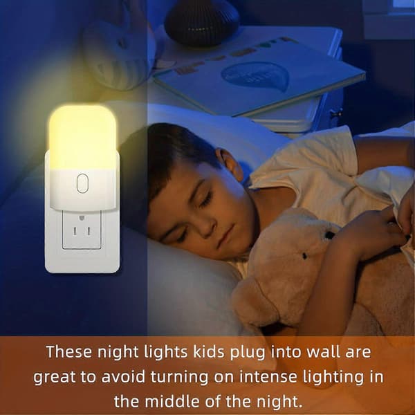 2-pack Plug-in Nattlampor, Varmvitt LED Nattljus med Smart Sensor för Sovrum Badrum Hall Trappor Kök