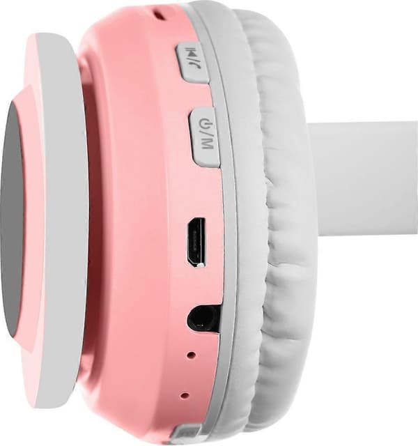 Trådlösa Bluetooth-hörlurar, självlysande katthörlurar, stereomusikhörlurar, justerbart huvudband, rosa
