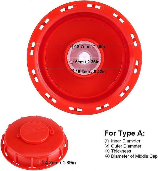 IBC Tankdæksel Rød Plastiklåg 163 mm Diameter (A)