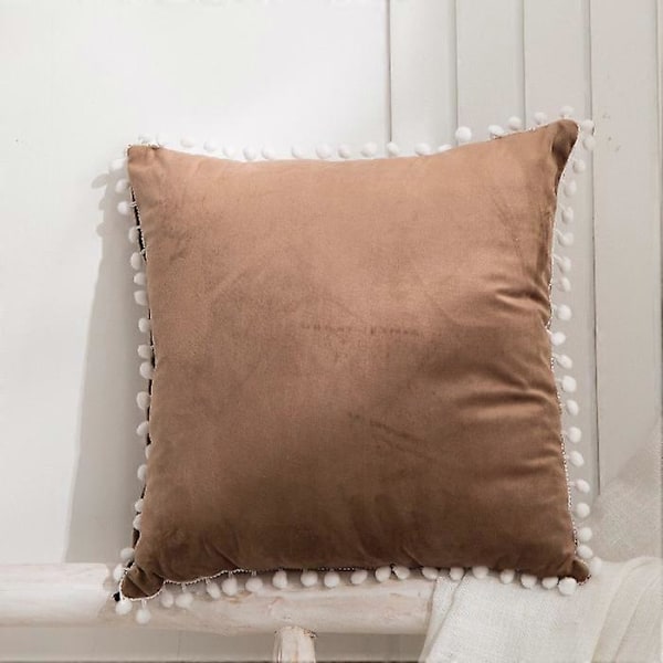 Julemørkeblå Putetrekk 45x45 cm Sett med 3 Myke Fløyelsputetrekk Firkantet Dekorativ Søt Pom Pom Putetrekk til Sofa Sjeselong Hjem