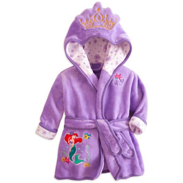 Barn Pojke Flicka Huva Fleece Morgonrock Nattkläder Pyjamas Purple 100