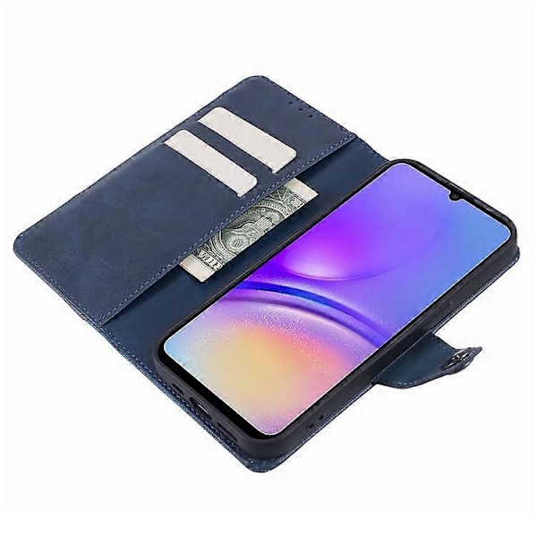 Kompatibelt Skal för Samsung Galaxy A55 5G, skarvad PU-läder magnetisk stängning plånboksfodral DarkBlue