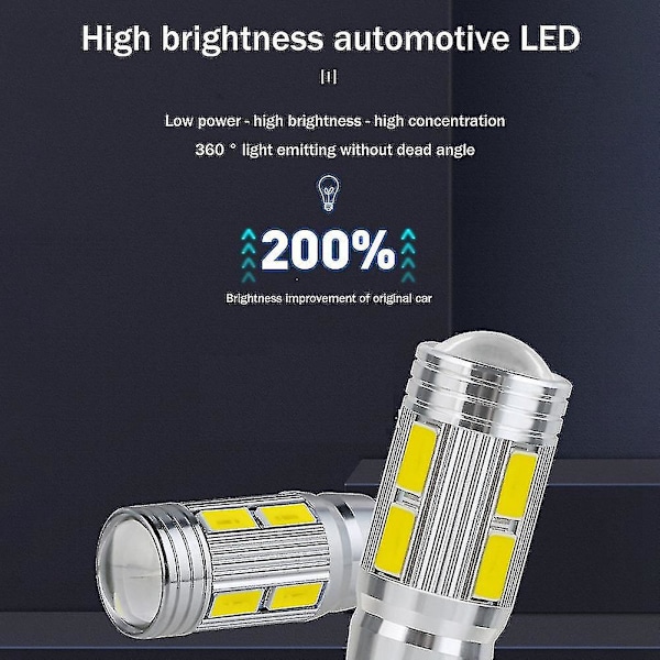 2 stk. W5W T10 12V 6000K 5630 10 SMD Bil LED Pære Canbus Nummerplade Kile Side Blinklys Super Lys Hvid