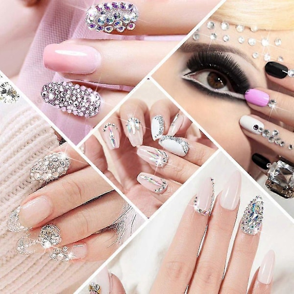 Kristaller Nagelkonst Strass Dekorationer Nagelstenar För Nagelkonst Tillbehör Och Klara Kristallstrass Med Plockpincett Och Strassplockare D