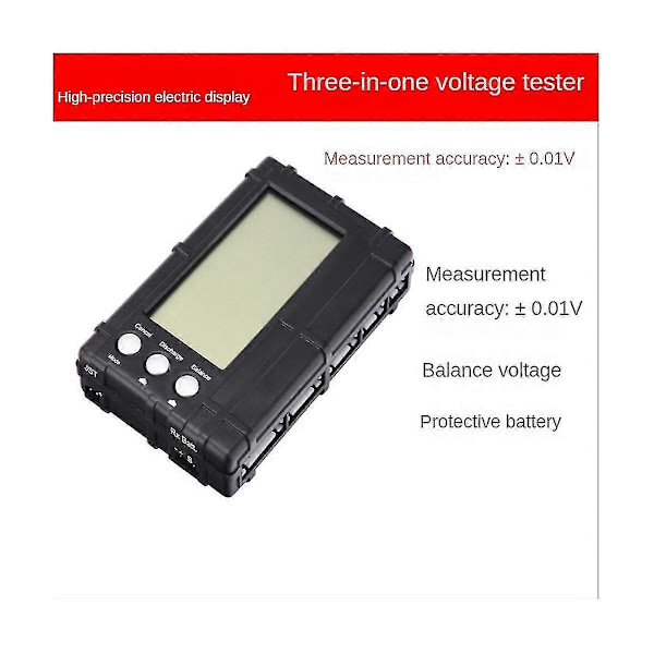 LCD Skærm Display Batteritester Elektrisk Tilbehør - Polymer Batteri Aflader Måler 3-i-1 Bat