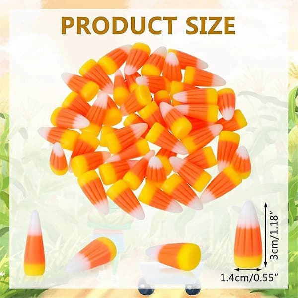 50 stk. Halloween Resin Candy Corn Kunstig 3D Candy Corn Perle Høst Faux Corn Scrapbooking Pynt
